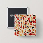 Japanische Dollars - Kokeshi und Maneki Neko Cats Button (Vorne & Hinten)