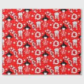 Japanische Dollars - Kokeshi und Maneki Neko Cats Geschenkpapier (Flach)