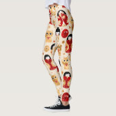 Japanische Dollars - Kokeshi und Maneki Neko Cats Leggings (Links)
