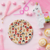 Japanische Dollars - Kokeshi und Maneki Neko Cats Pappteller (Party)