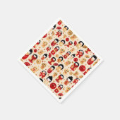 Japanische Dollars - Kokeshi und Maneki Neko Cats Serviette (Ecke)