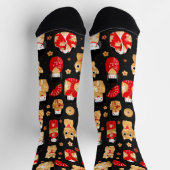 Japanische Dollars - Kokeshi und Maneki Neko Cats Socken (Oben)