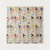 Japanische Dollars - Kokeshi und Maneki Neko Cats Wandteppich (Vorderseite (Horizontal))