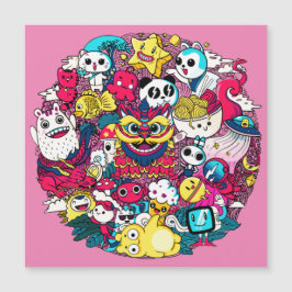 Japanische Doodle Art Magnetkarte