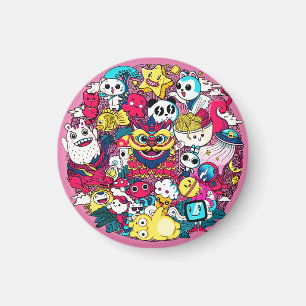 Japanische Doodle-Kunst Magnet