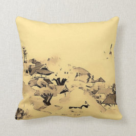 Japanische Dorf-Aquarell-Kunst Kissen