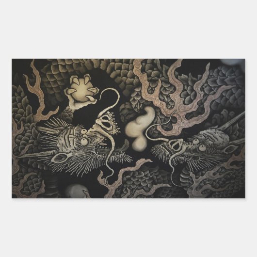 Japanische Drachen Rechteckiger Aufkleber (Vorderseite)