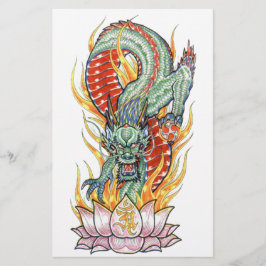 Japanische Drachen- und Lotus-Blume Briefpapier