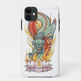 Japanische Drachen- und Lotus-Blume iPhone 11 Hülle