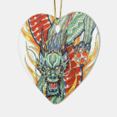 Japanische Drachen- und Lotus-Blume Keramik Ornament (Links)