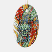 Japanische Drachen- und Lotus-Blume Keramik Ornament (Rechts)