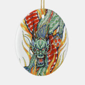 Japanische Drachen- und Lotus-Blume Keramik Ornament (Rechts)