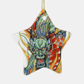 Japanische Drachen- und Lotus-Blume Keramikornament (Rechts)