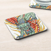 Japanische Drachen- und Lotus-Blume Untersetzer (Linke Seite)