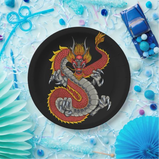 japanische Drachendarstellung Pappteller (Party)