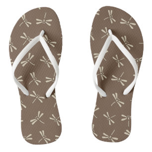 Japanische Drachenfliegermuster, Creme und Taupe T Badesandalen