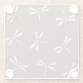 Japanische Drachenfliegermuster, Creme und Taupe T Glasuntersetzer (Rückseite)