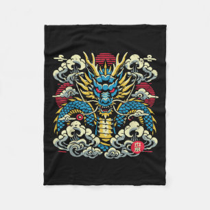 Japanische Drachenfront Wolken Vintage Anime Men W Fleecedecke
