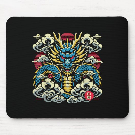 Japanische Drachenfront Wolken Vintage Anime Men W Mousepad (Vorne)