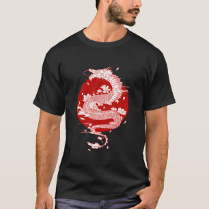 Japanische Drachenkunst Japanische Flagge Vintage T-Shirt