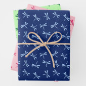 Japanische Dragonfly-Muster, Marine. Korallen, grü Geschenkpapier Set (Beispiel)