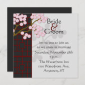 Japanische Dynpros und rosa Blüten laden zur Hochz Einladung (Vorne/Hinten)