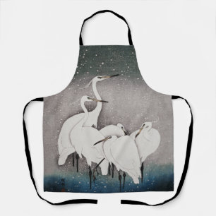 Japanische Egrets Cranes Bird Winter Snow Art Schürze