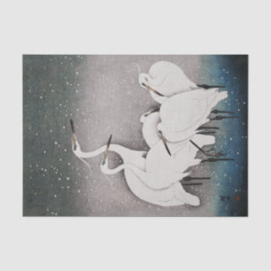 Japanische Egrets Cranes Bird Winter Snow Art Seidenpapier