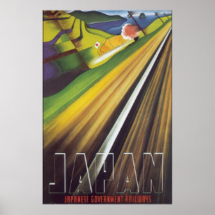 Japanische Eisenbahn Vintage Travel Poster