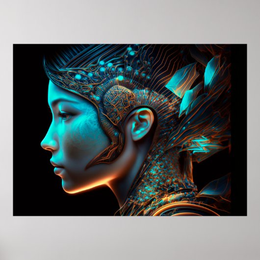 Japanische Electro Cyberpunk-Profilportrait Poster (Vorne)