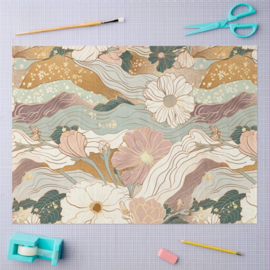 japanische Elegance Blumenmuster-Decoupage Seidenpapier (Basteln)