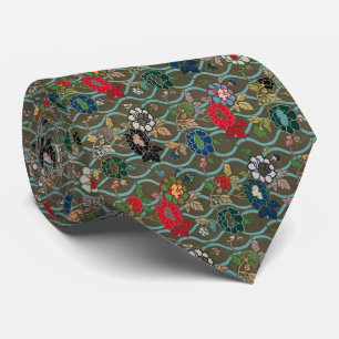 Japanische Eleganz: Vintage-Blumenmuster Krawatte