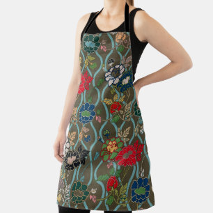 Japanische Eleganz: Vintage Floral Schürze