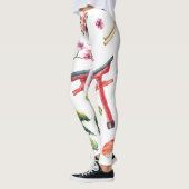 Japanische Elemente Wasserfarbe Nahtlose Textur Leggings (Links)