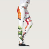 Japanische Elemente Wasserfarbe Nahtlose Textur Leggings (Rechts)