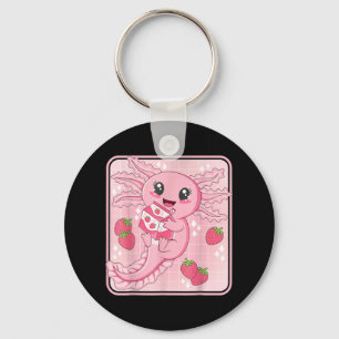 Japanische Erdbeermilch Anime Pink Kawaii Axolotl Schlüsselanhänger