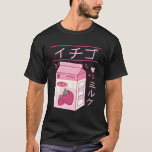 Japanische Erdbeermilch Drink Kawaii Kanji Vaporw T-Shirt