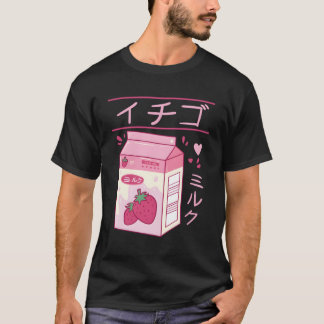 Japanische Erdbeermilch Drink Kawaii Kanji Vaporw T-Shirt