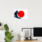Japanische Fahne Ski Japan Wintersport Poster (Heimbüro)