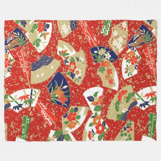 Japanische Fans in Rot Fleecedecke (Vorderseite (Horizontal))