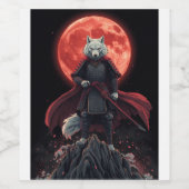 Japanische Fantasy-Krieger-Illustration Weinetikett (Einzelnes Label)