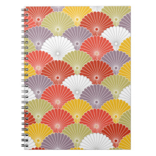 Japanische farbenfrohe Blume Wave Vintag Seamless Notizblock
