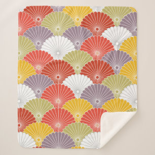 Japanische farbenfrohe Blume Wave Vintag Seamless Sherpadecke