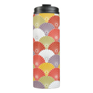 Japanische farbenfrohe Blume Wave Vintag Seamless Thermosbecher