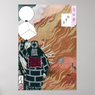 Japanische Feuerwehrleute in Flammen von Yoshitosh Poster