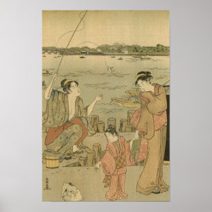 Japanische Fischer-Holzschnitt Fischer Poster