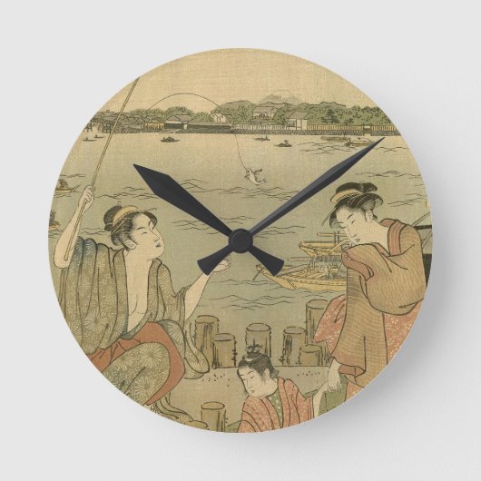 Japanische Fischer Runde Wanduhr (Vorderseite)