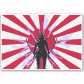 Japanische Flagge & Aufstieg Sun Samurai Warrior Aufkleber (Vorderseite)