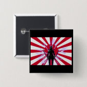 Japanische Flagge & Aufstieg Sun Samurai Warrior Button (Vorne & Hinten)