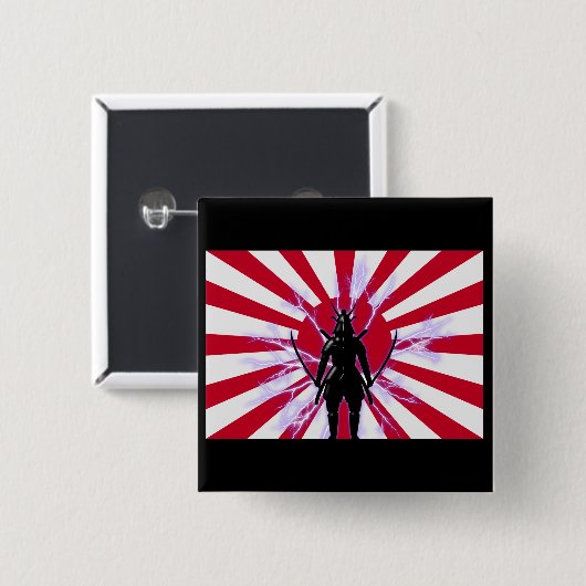 Japanische Flagge & Aufstieg Sun Samurai Warrior Button (Vorne & Hinten)
